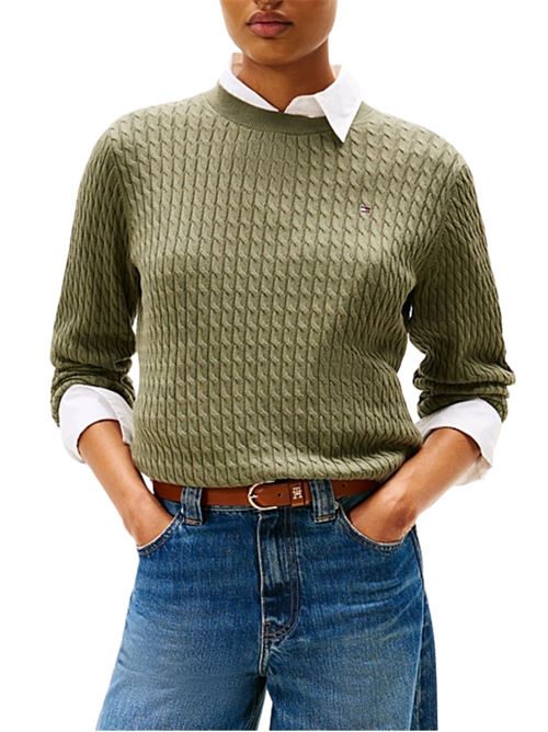 Maglioncino in cotone a trecce Tommy Hilfiger | WW0WW44993PLI